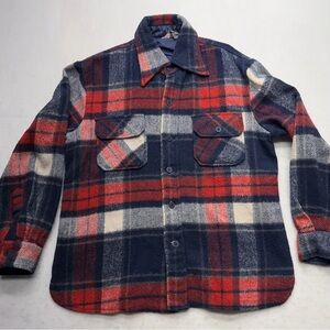 Vintage Van Cort Plaid Flannel Shirt Woolworth Wool Blend Men’s Large